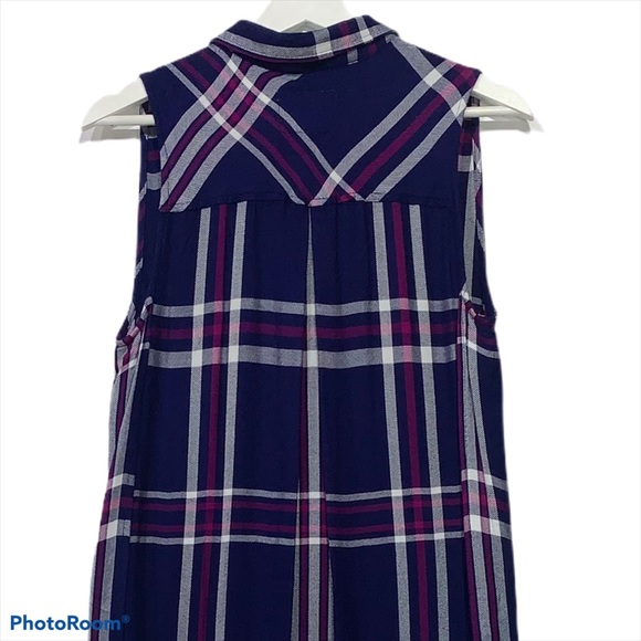 Rails Jordyn Plaid Button down Sleeveless Maxi Top Flannel XS NEW Blue Red - Picture 2 of 13